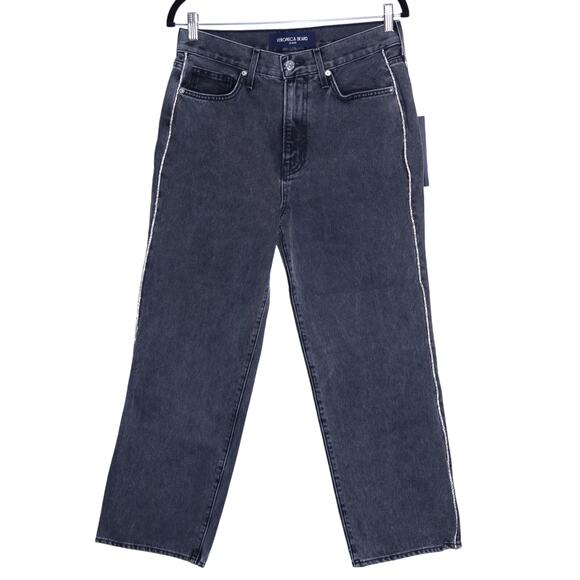 VERONICA BEARD NWT Dylan Rhinestone Stripe Jeans Onyx Straight Leg Women's 29 - Picture 2 of 14